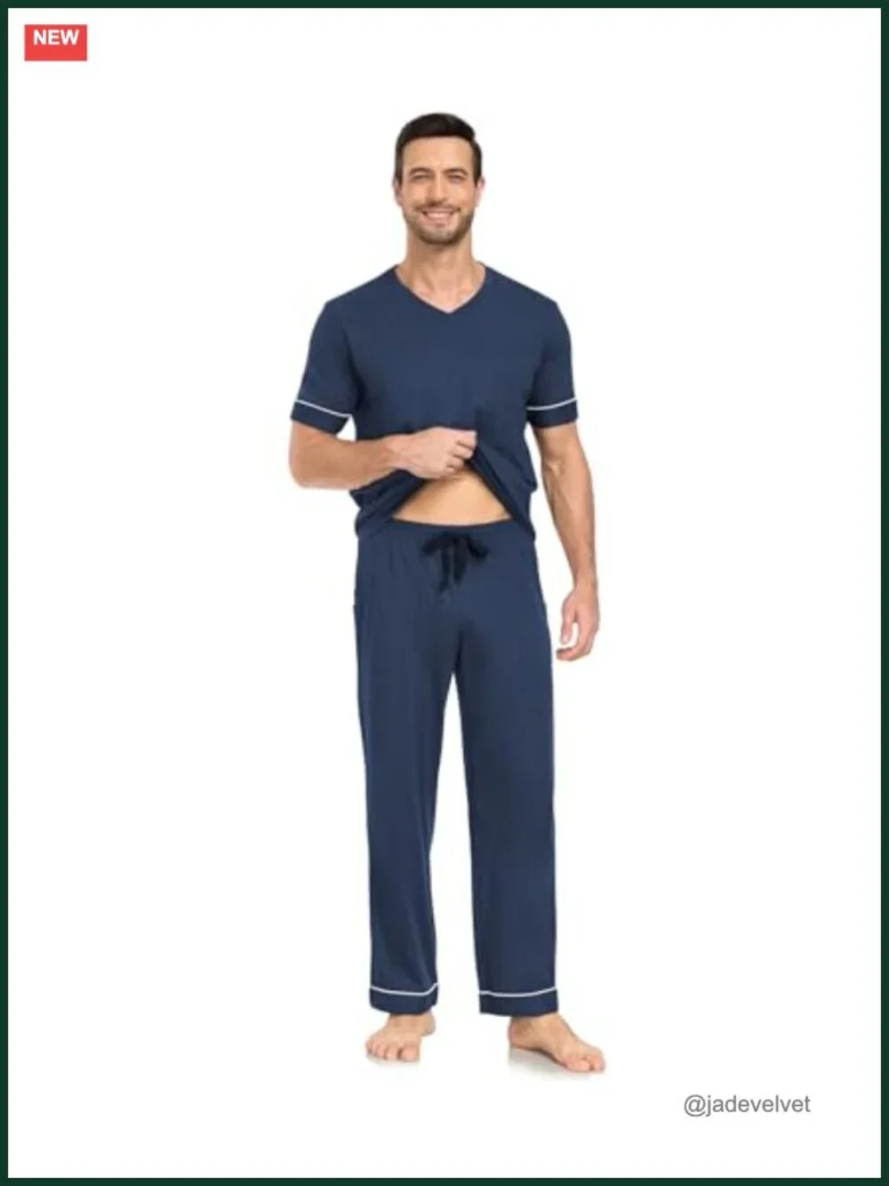 100% Cotton Pajama Set Short Sleeve V-Neck Sleepwear Loungewear with Pockets